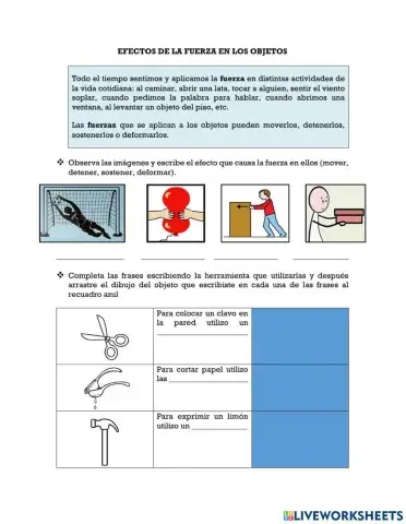 Efectos de la fuerza en los objetos