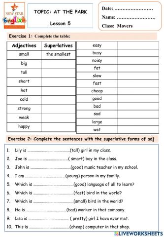 Movers- At the park- Lesson 5