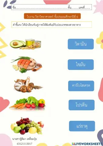 ประเภทของสารอาหาร