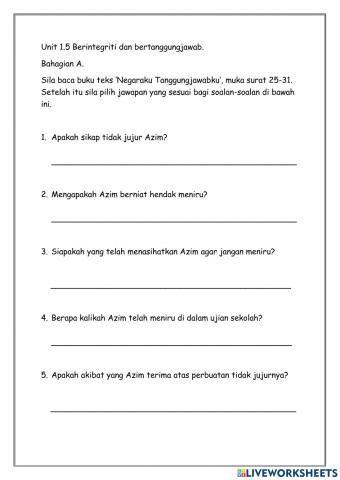 Berintegriti dan bertanggungjawab
