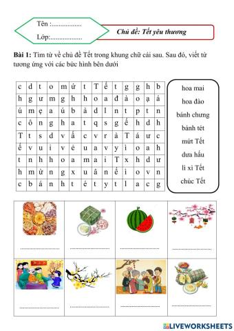 Bài tập chủ đề tết