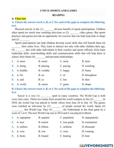 English 6 - unit 8 - reading