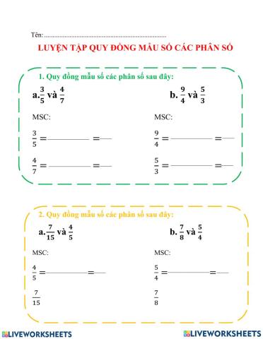 Quy đồng mẫu số