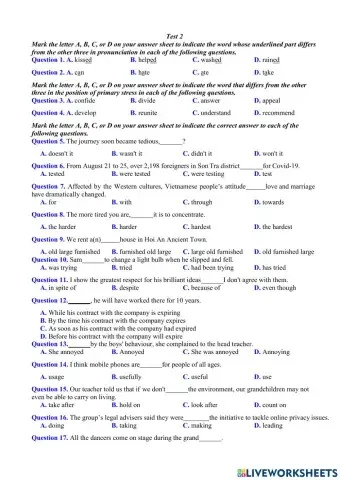ON Tn TEST 2 ĐỀ DỰ ÁN 2021