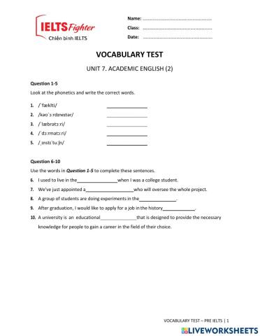 Vocab test 19