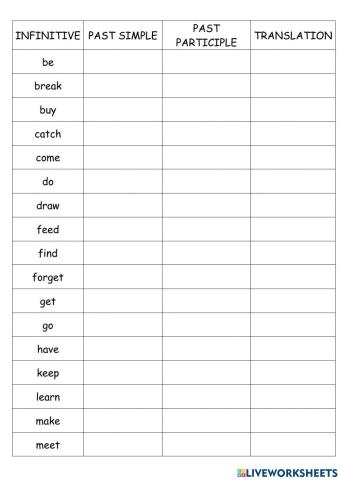 Irregular verbs test