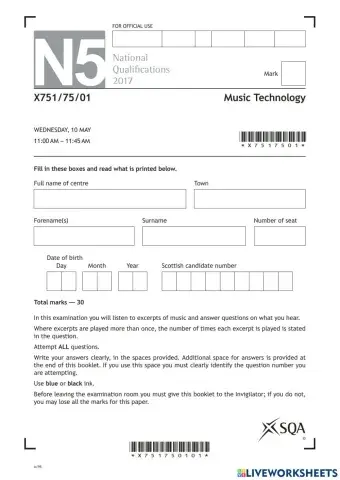 2017 Nat 5 Music Tech Paper