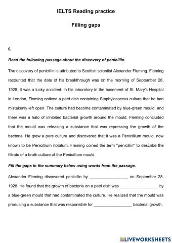 IELTS Reading - Gap Filling 6