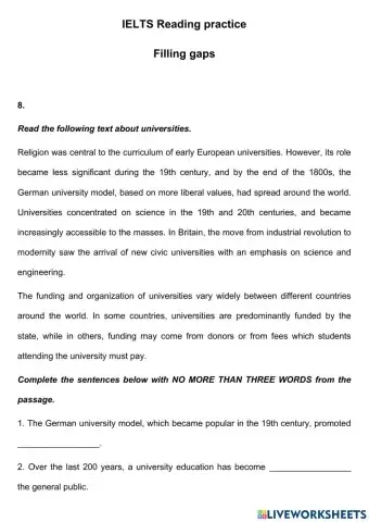 IELTS Reading - Gap Filling 8