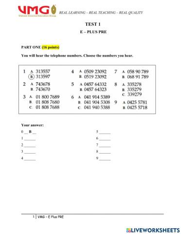 Online practice 1 - pre eplus