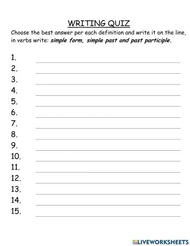 WRITING QUIZ FEB 18th VOC 19