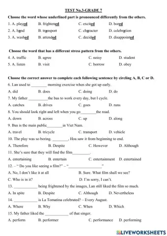 Test 3-grade 7 ( unit 7+8)