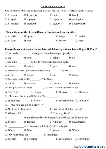 Test 3-grade 7 ( unit 7+8)
