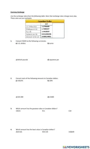 Canadian Currency Exchange