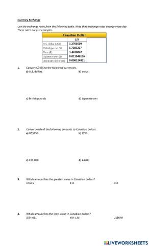 Canadian Currency Exchange