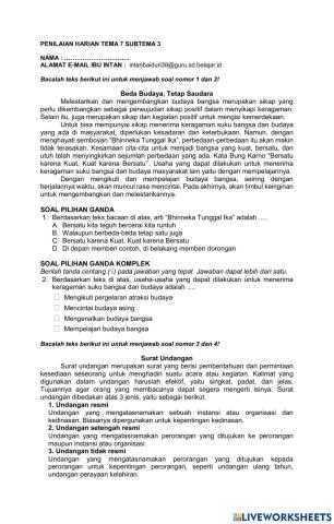 Penilaian Harian Tema 7 Subtema 3 Kelas 5