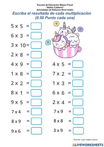 Tablas de Multiplicar