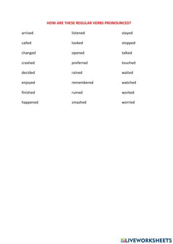 Past simple - Regular verbs - Pronunciation