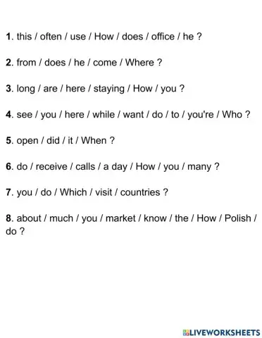 Word order in questions