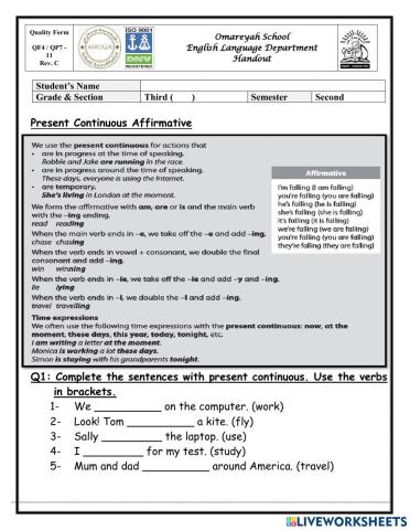 Present Continuous Affirmative