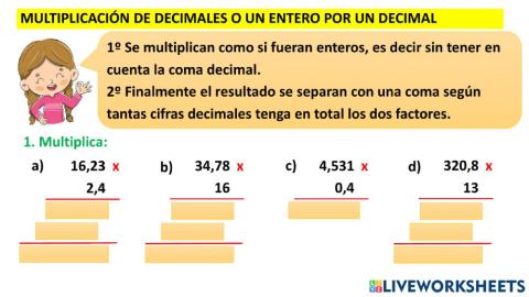 Multiplicación de decimales