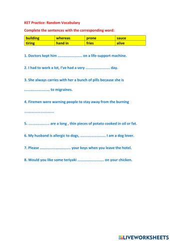 Random vocabulary KET