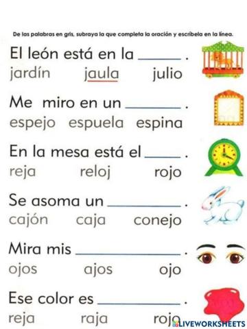 Completa las oraciones