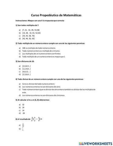 Operaciones básicas de matemáticas