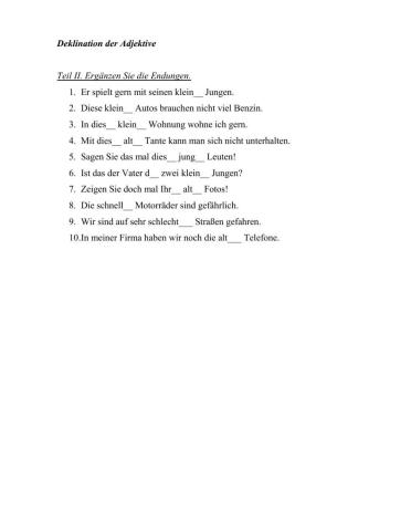 Deklination der Adjektive