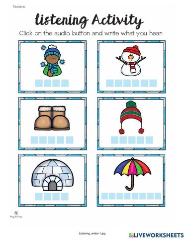 Winter items in Spanish