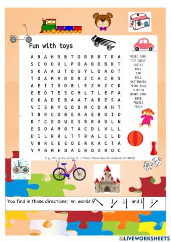 Fun with toys Word Search