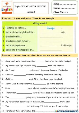 Movers- What's for lunch? Lesson 5