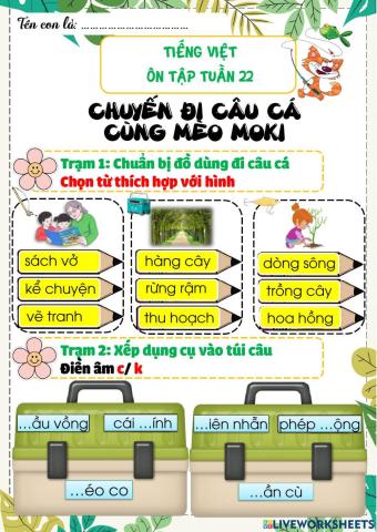 Phiếu ôn tập tuần 22
