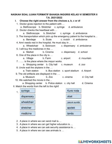 Ujian bahasa inggris kelas 6 semester 2
