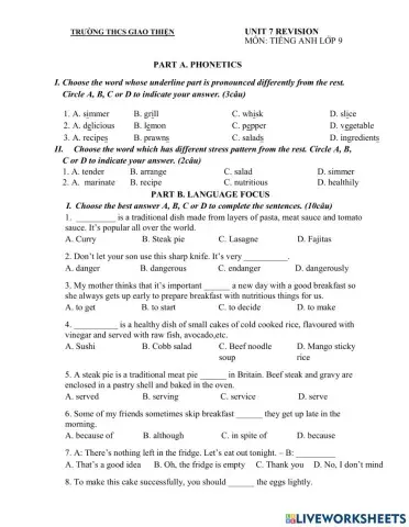 Tieng anh 9 giua ky 2