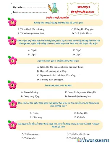 Ôn tập khoa học tổng hợp tuần 18, 19, 20