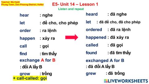 E5 Unit 14- Lesson 1