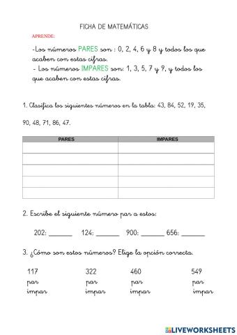 FICHA de MATEMÁTICAS