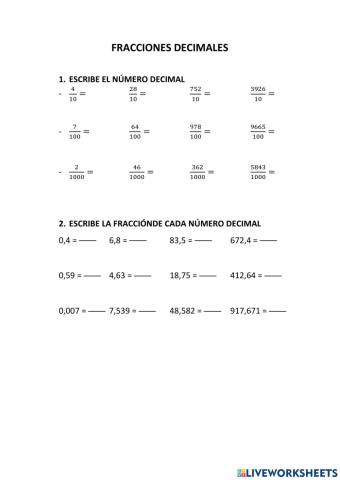 Fracciones decimales