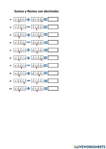 Operaciones con decimales