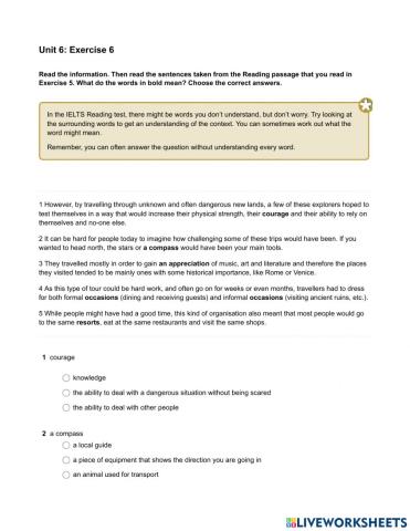 Mindset IELTS 2 - Reading Skills Modules - Unit 6 Ex6