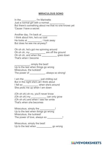 Miraculous song lyrics