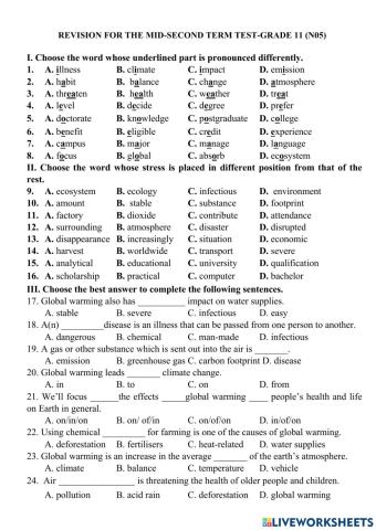 Revision for the mid-second term test-grade 11 (n05)
