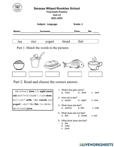 Family and Friends 1 Unit 12