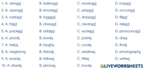 S and ed pronunciation
