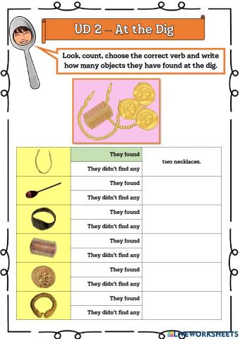 6º UD 2 At the dig - Ficha 3