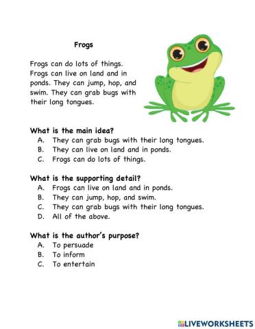 Main Idea and Details: Frogs