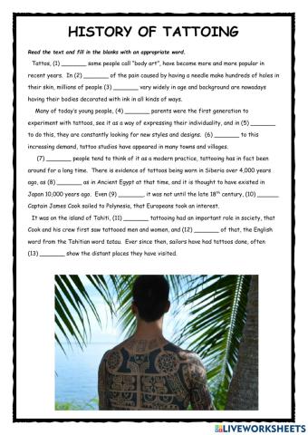 History of Tattooing FCE Use of English