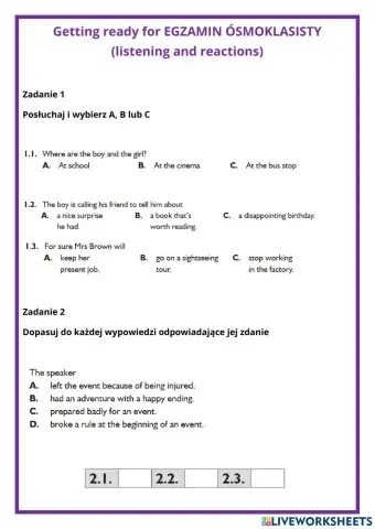 Getting ready fo EGZAMIN ÓSMOKLASISTY 10