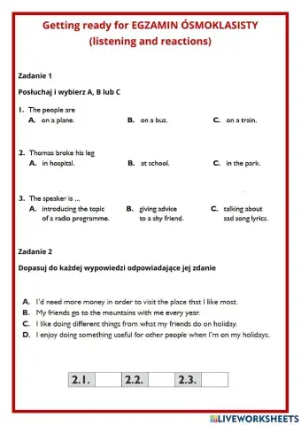 Getting ready for EGZAMIN ÓSMOKLASISTY 12